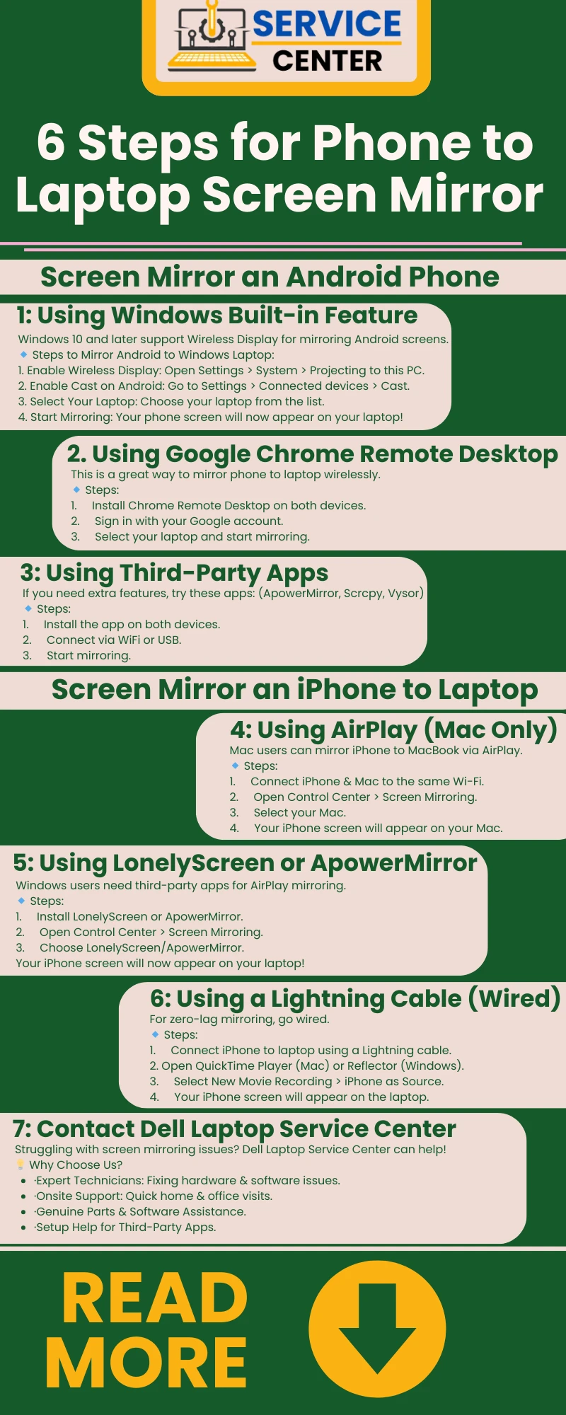 phone to laptop screen mirror