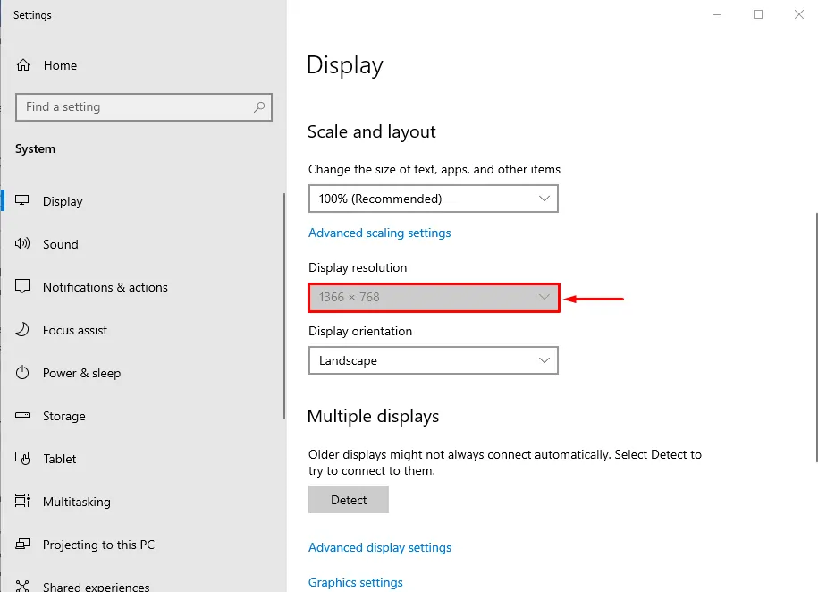 How to Find Laptop Screen Size Easily Without Measuring (2025) Checking laptop resolution under display settings to guess screen size without measuring